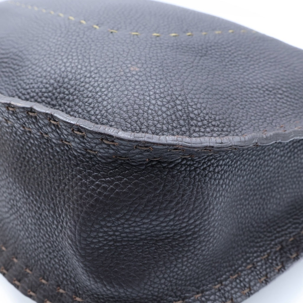 FENDI(フェンディ) セレリア ホーボー ワンショルダーバッグ ハンドバッグ ダークブラウン レザー ゴールド金具 レディース