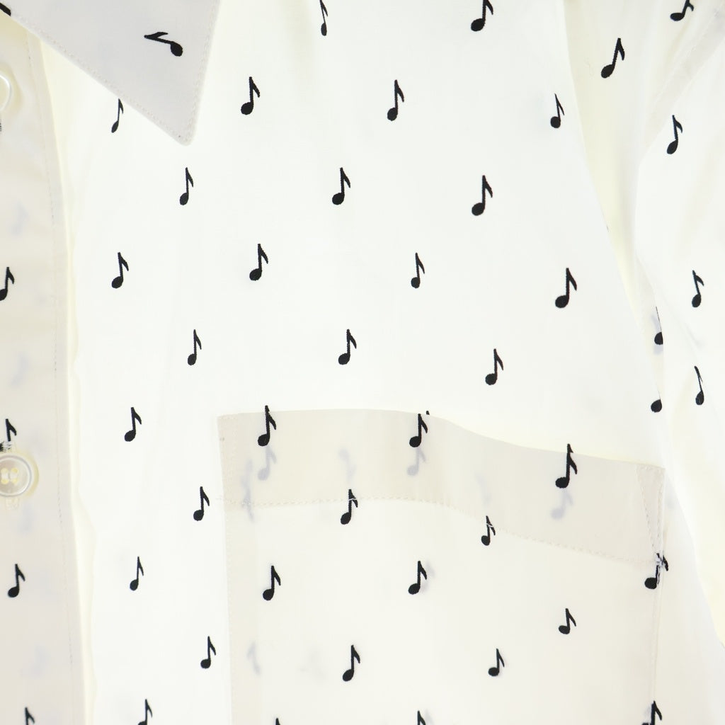 CELINE(セリーヌ) 19SS エディ期 Music Note Print Shirt ミュージックノートプリント長袖シャツ 音符 コットン ホワイト 2C012189D レディース