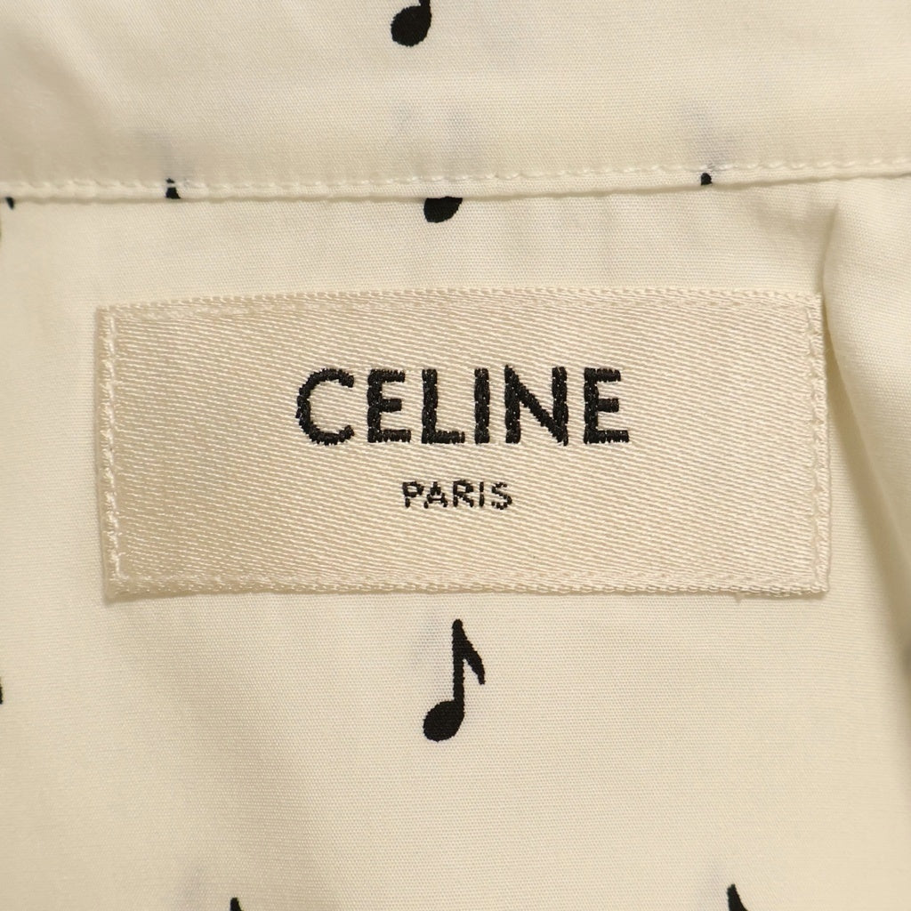 CELINE(セリーヌ) 19SS エディ期 Music Note Print Shirt ミュージックノートプリント長袖シャツ 音符 コットン ホワイト 2C012189D レディース