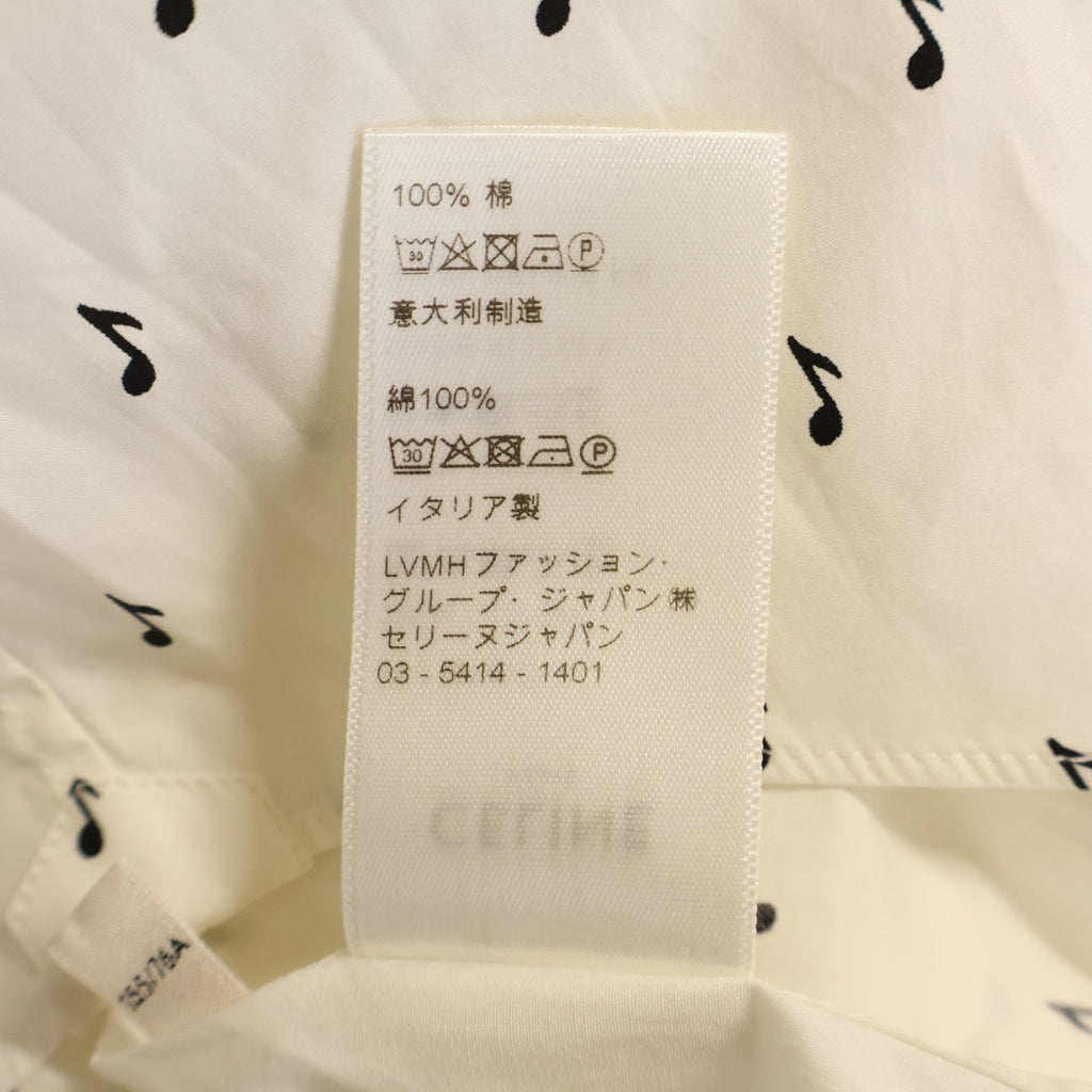 CELINE(セリーヌ) 19SS エディ期 Music Note Print Shirt ミュージックノートプリント長袖シャツ 音符 コットン ホワイト 2C012189D レディース