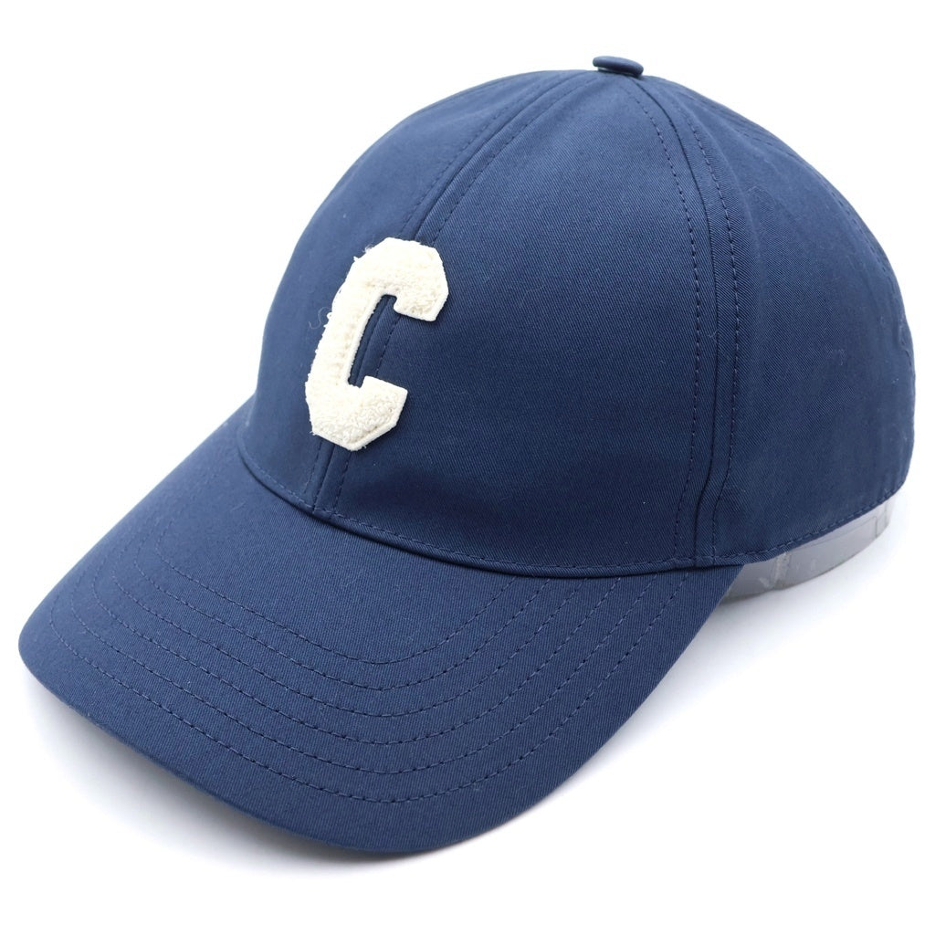 CELINE(セリーヌ) Initial Baseball Cap Cロゴ イニシャルベースボールキャップ 帽子 コットン ゴールド金具/ネイビー 2AUA2969P レディース
