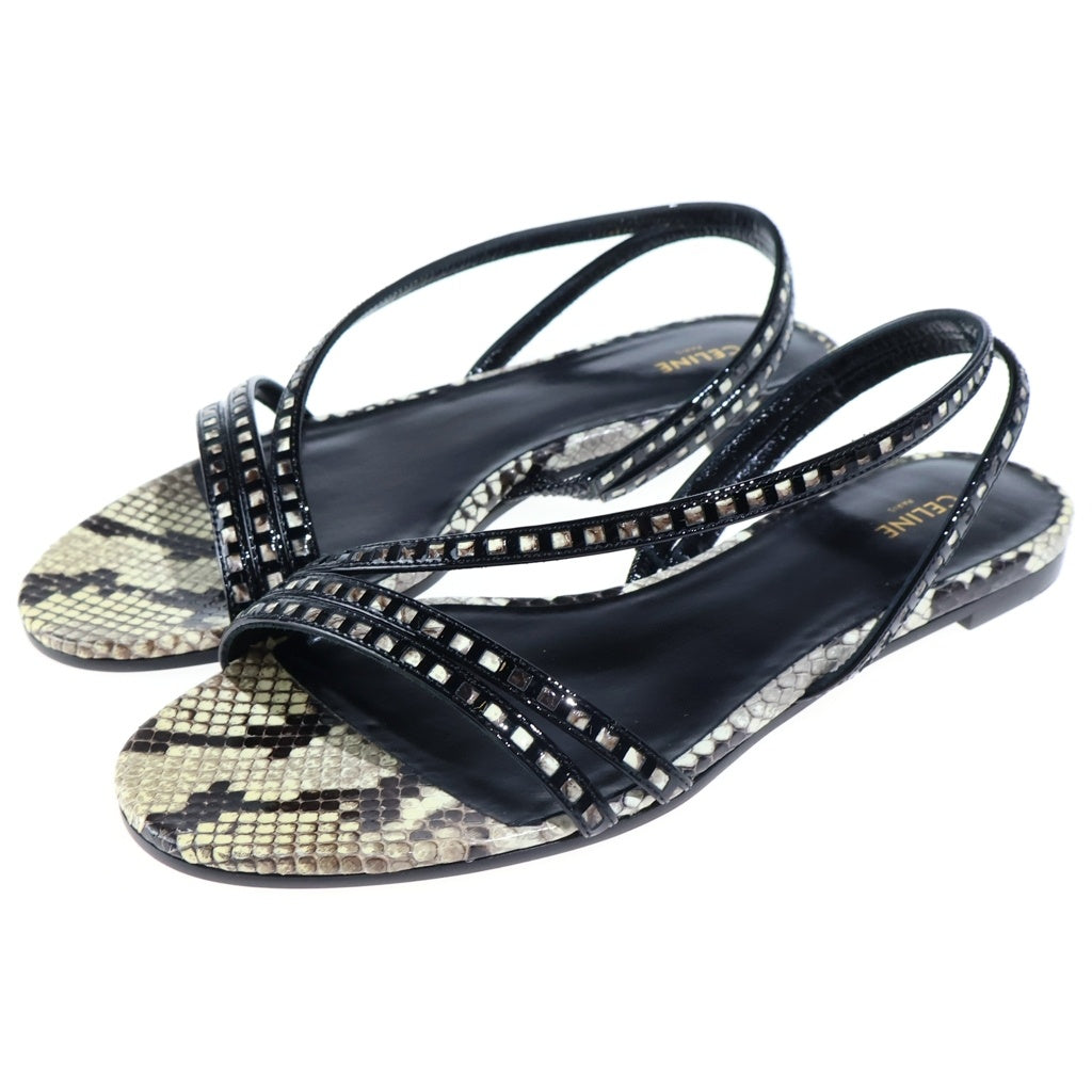 CELINE(セリーヌ) Python Sandals パイソンレザー サンダル シューズ ブラック レディース