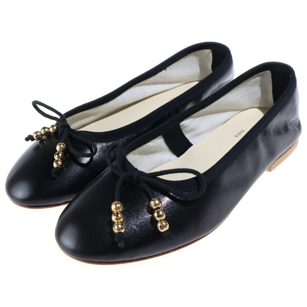 CELINE(セリーヌ) Leather Flat Shoes レザーフラットシューズ バレリーナ パンプス ブラック レディース