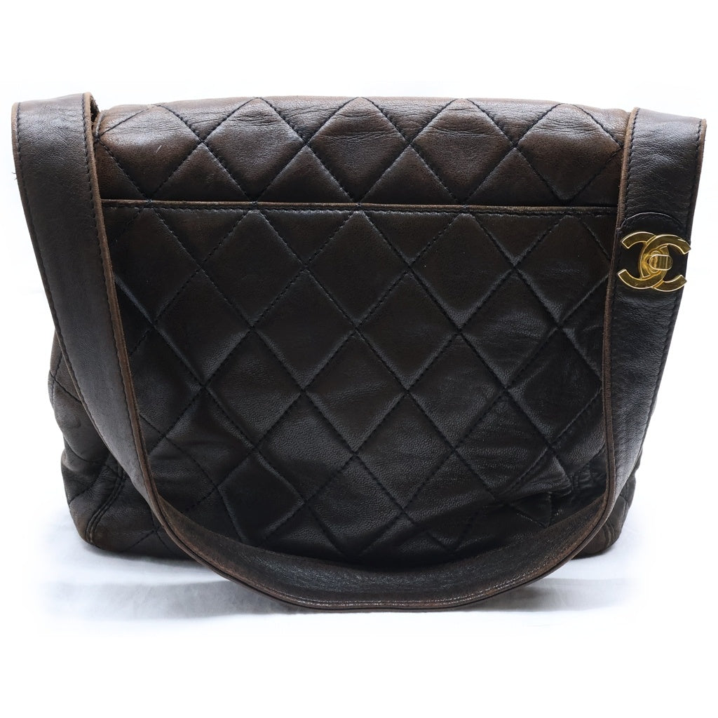 CHANEL(シャネル) マトラッセ ワンショルダーバッグ ブラウン ラムスキン 4番台 ゴールド金具 レディース