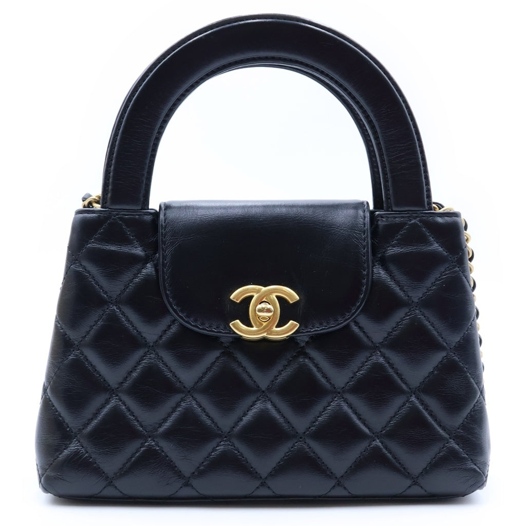 CHANEL(シャネル) ココマーク ミニ マトラッセ ショッピングバック 2way チェーンショルダー ゴールド金具 カーフスキン ブラック AS4416 レディース