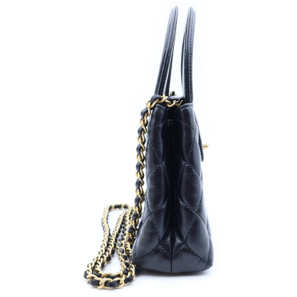 CHANEL(シャネル) ココマーク ミニ マトラッセ ショッピングバック 2way チェーンショルダー ゴールド金具 カーフスキン ブラック AS4416 レディース