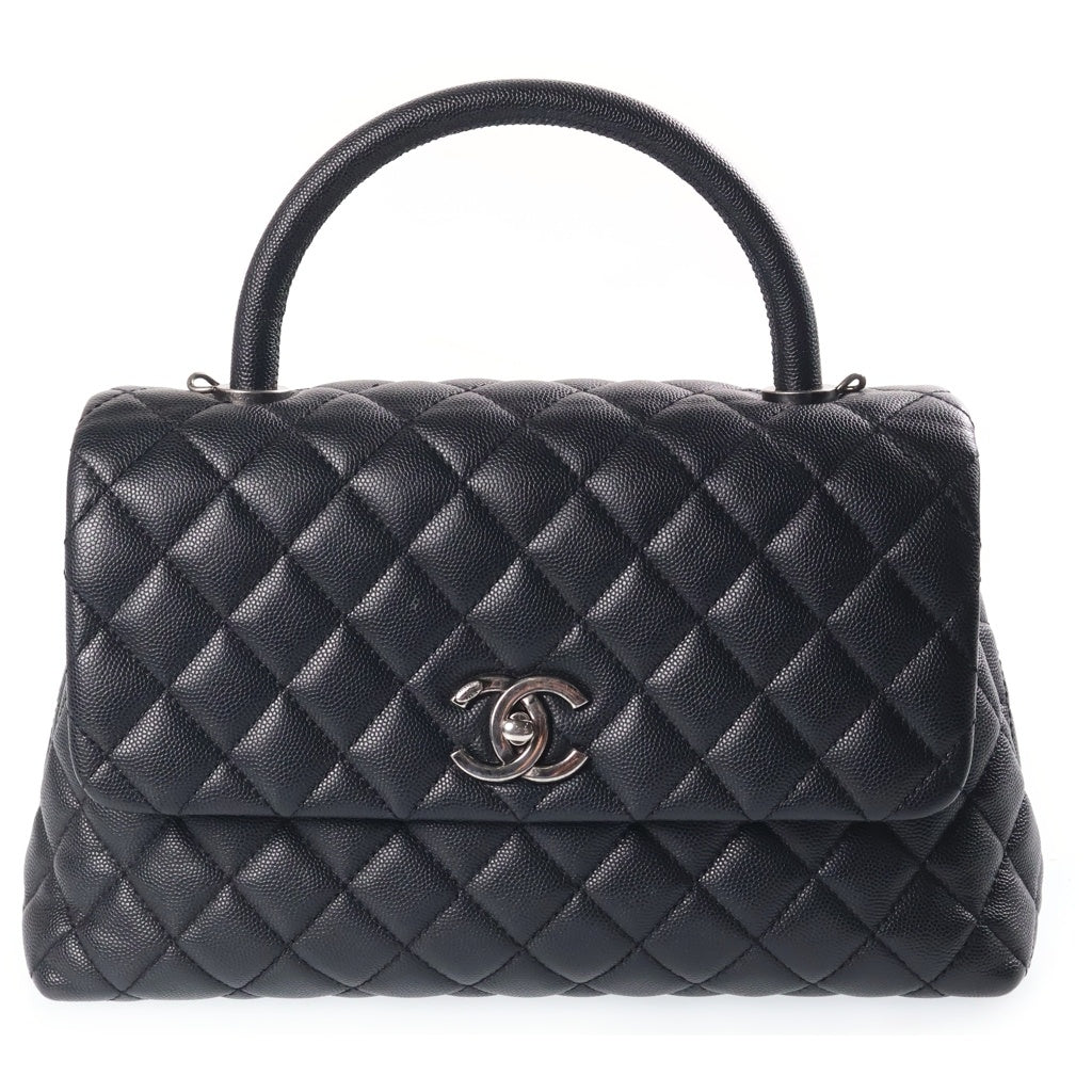 CHANEL(シャネル) マトラッセ ココハンドル チェーンショルダー 2way ハンドバッグ シルバー金具 キャビアスキン ブラック A92992 レディース