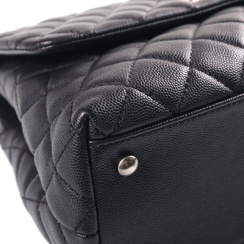 CHANEL(シャネル) マトラッセ ココハンドル チェーンショルダー 2way ハンドバッグ シルバー金具 キャビアスキン ブラック A92992 レディース