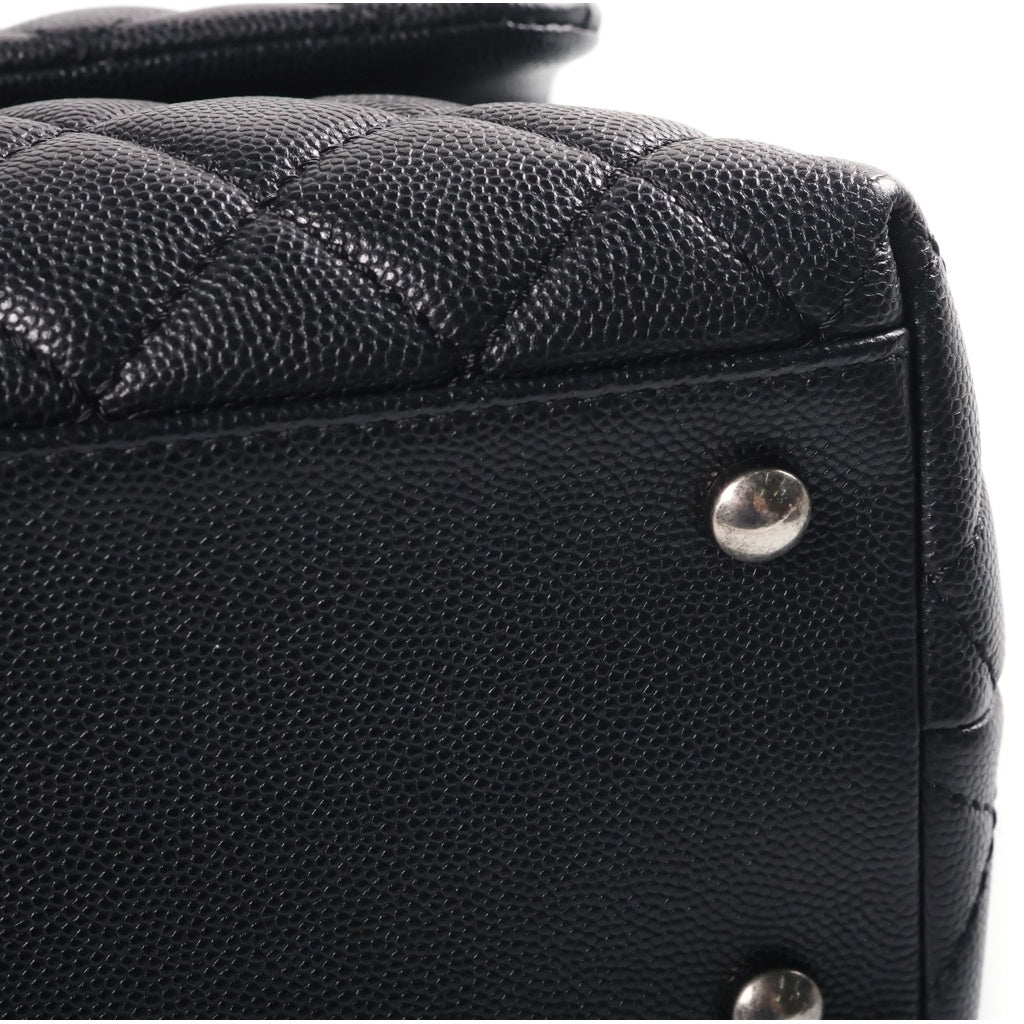 CHANEL(シャネル) マトラッセ ココハンドル チェーンショルダー 2way ハンドバッグ シルバー金具 キャビアスキン ブラック A92992 レディース