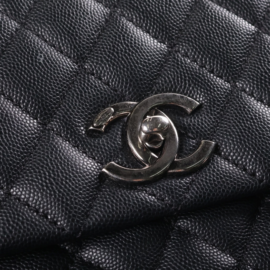 CHANEL(シャネル) マトラッセ ココハンドル チェーンショルダー 2way ハンドバッグ シルバー金具 キャビアスキン ブラック A92992 レディース