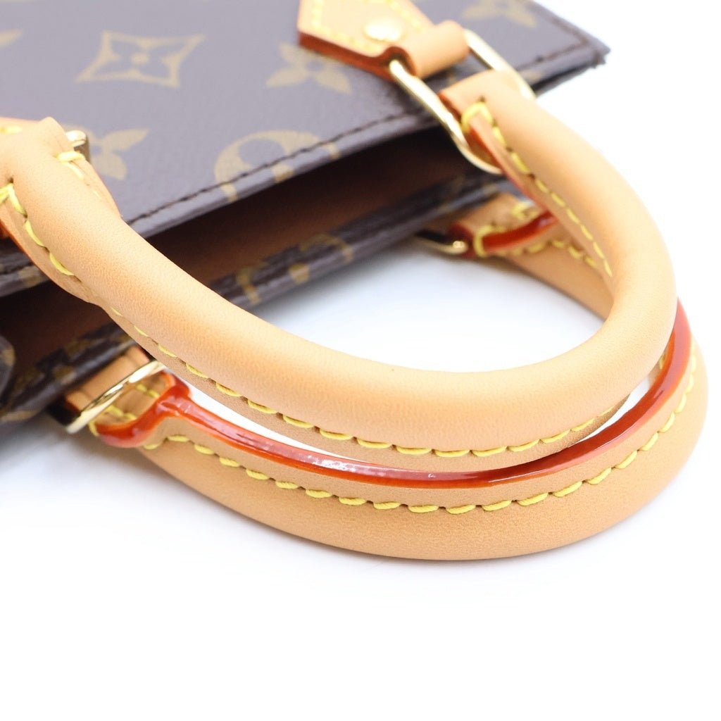 LOUIS VUITTON(ルイヴィトン) ヴィトン プティットサックプラ モノグラム 2WAYハンドバッグ ショルダーバッグ フォンショルダー ブラウン レザー×PVC M69442 ゴールド金具 レディース