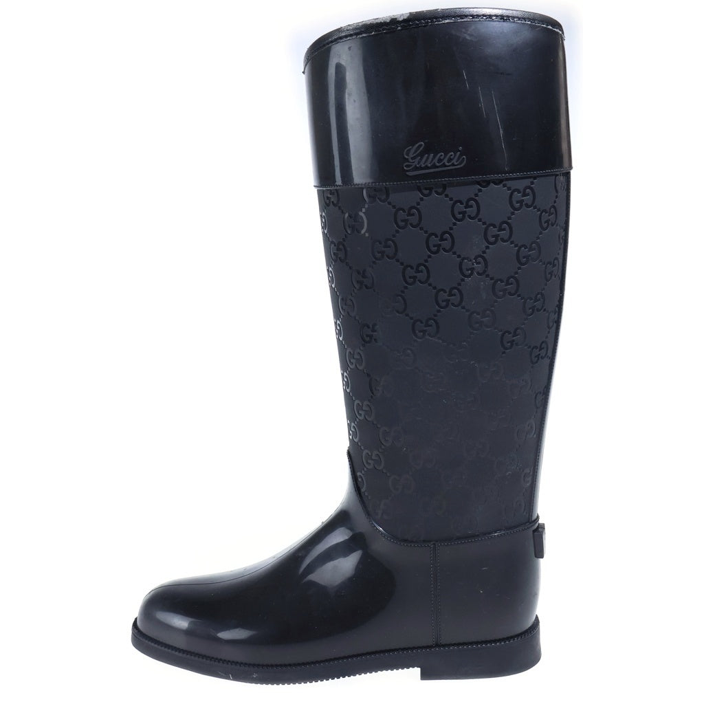 GUCCI(グッチ) GGシグネチャー レインブーツ ロングブーツ ブラック #37 レディース