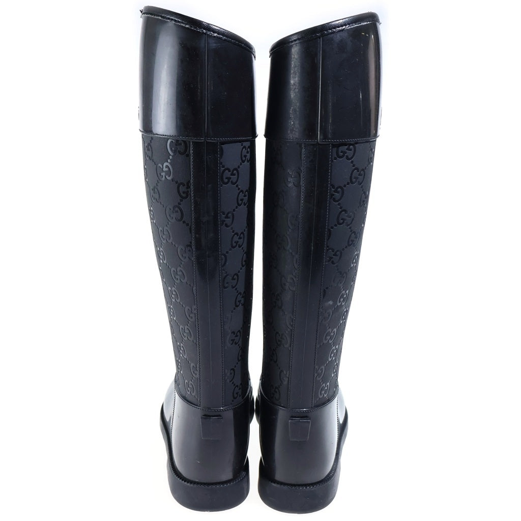 GUCCI(グッチ) GGシグネチャー レインブーツ ロングブーツ ブラック #37 レディース