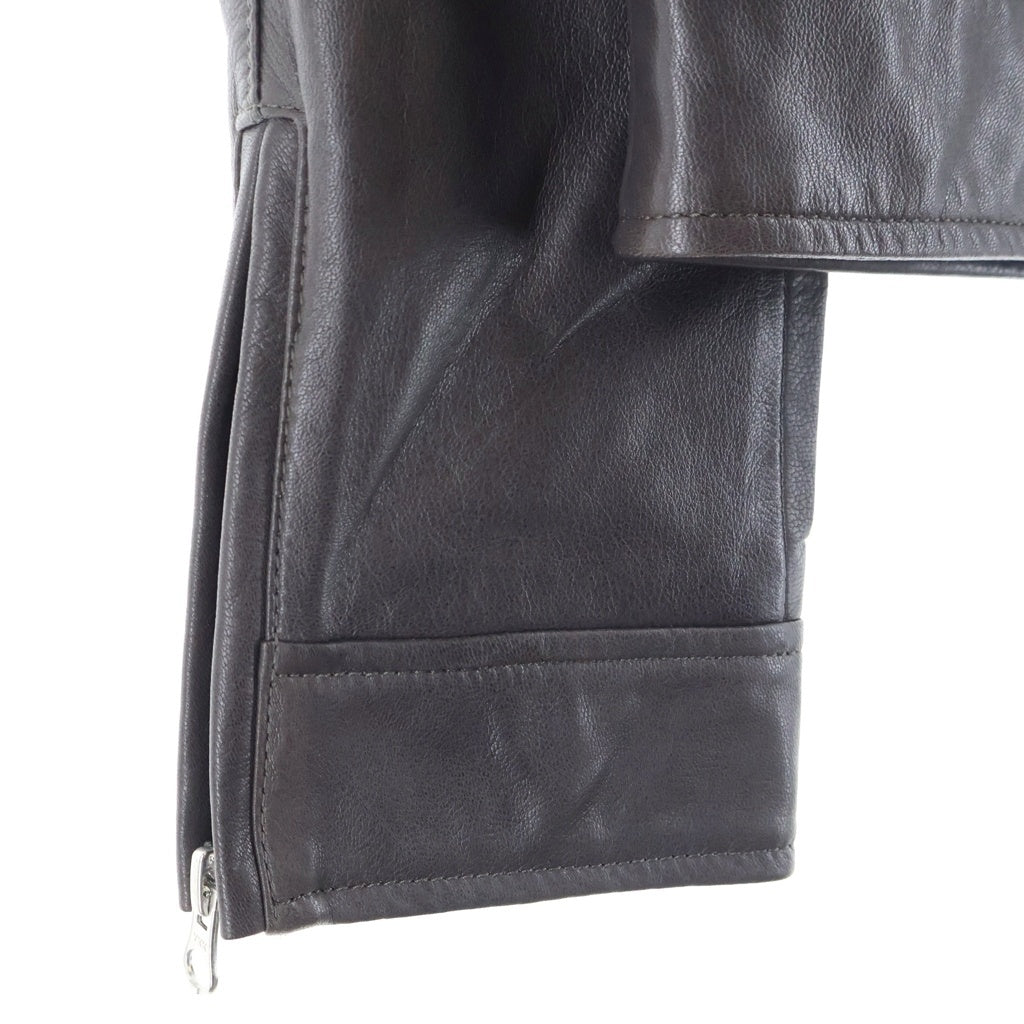 BARNEYS NEWYORK(バーニーズ ニューヨーク) シープレザー シングルライダースジャケット ブラウン 2055499