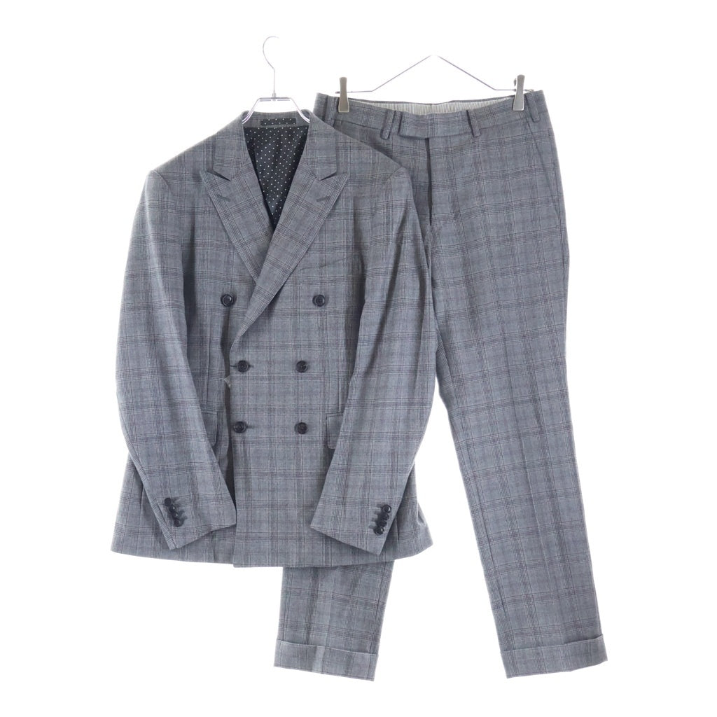Casely-Hayford(ケイスリーヘイフォード) ピークドラペル 2B 裏地ドット チェック テーラードジャケット スラックスパンツ グレー