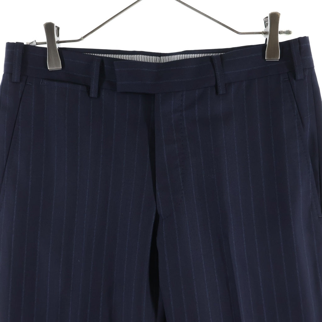 Casely-Hayford(ケイスリーヘイフォード) ピークドラペル 2B 裏地ドット ストライプ テーラードジャケット スラックスパンツ ネイビー
