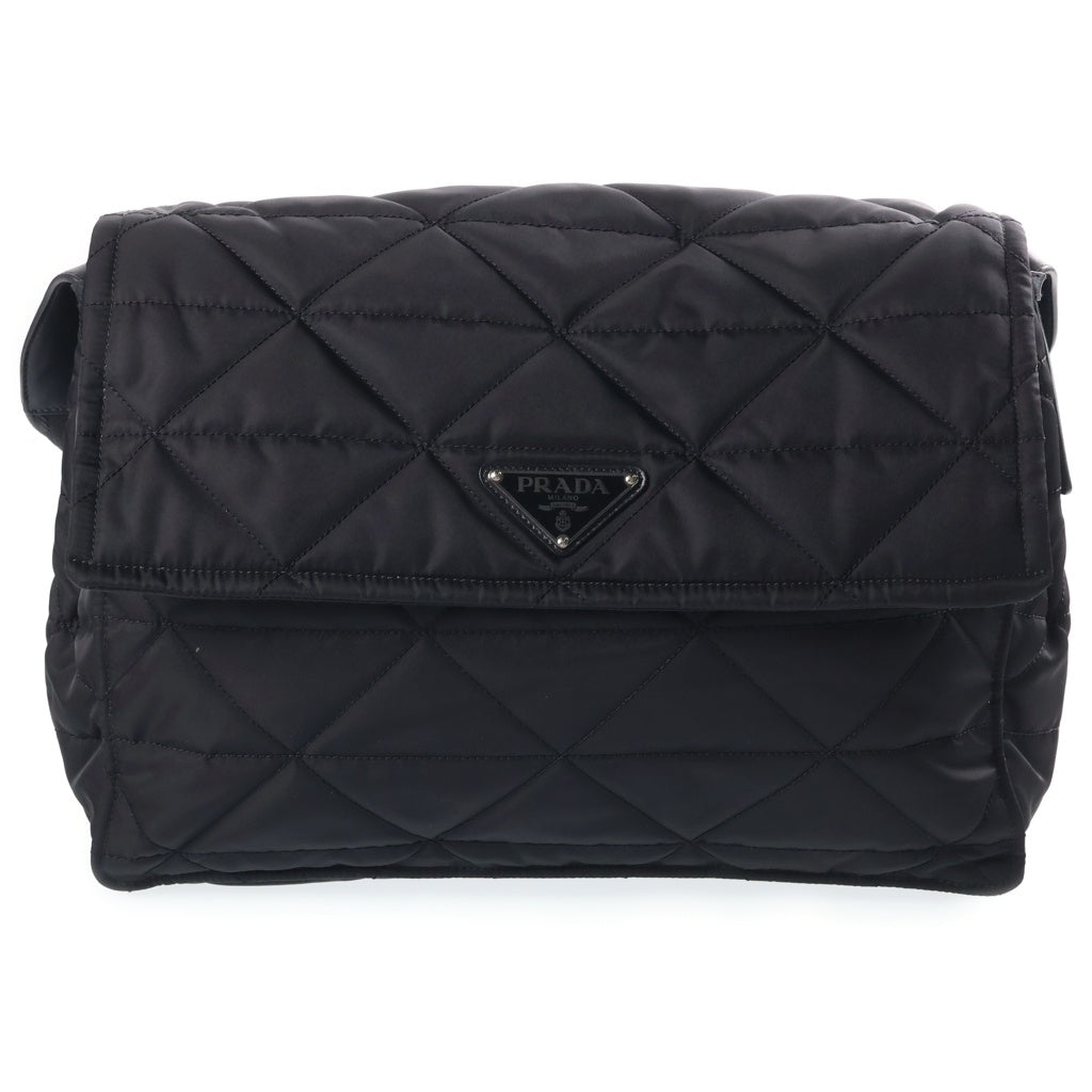 PRADA(プラダ) リナイロン キルティングショルダーバッグ ブラック 2VD057 シルバー金具