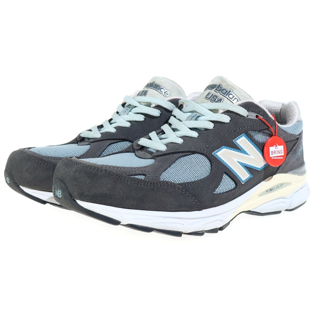 New Balance(ニューバランス) ×KITH 990V3 STEEL BLUE キス スティール ブルー スエード メッシュ ローカットスニーカー ブラウン/ライトブルー US10/28cm M990KS3