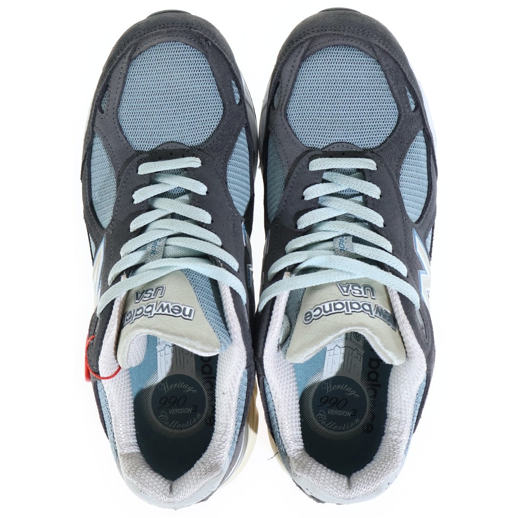 New Balance(ニューバランス) ×KITH 990V3 STEEL BLUE キス スティール ブルー スエード メッシュ ローカットスニーカー ブラウン/ライトブルー US10/28cm M990KS3