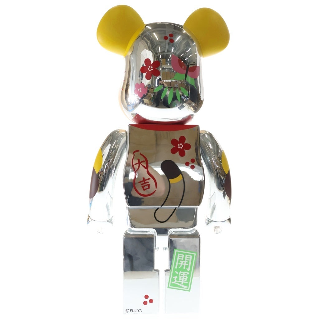 BE@RBRICK(ベアブリック) ×不二家 ペコちゃん 招き猫 福銀メッキ 1000% フィギュア 人形 シルバー 箱