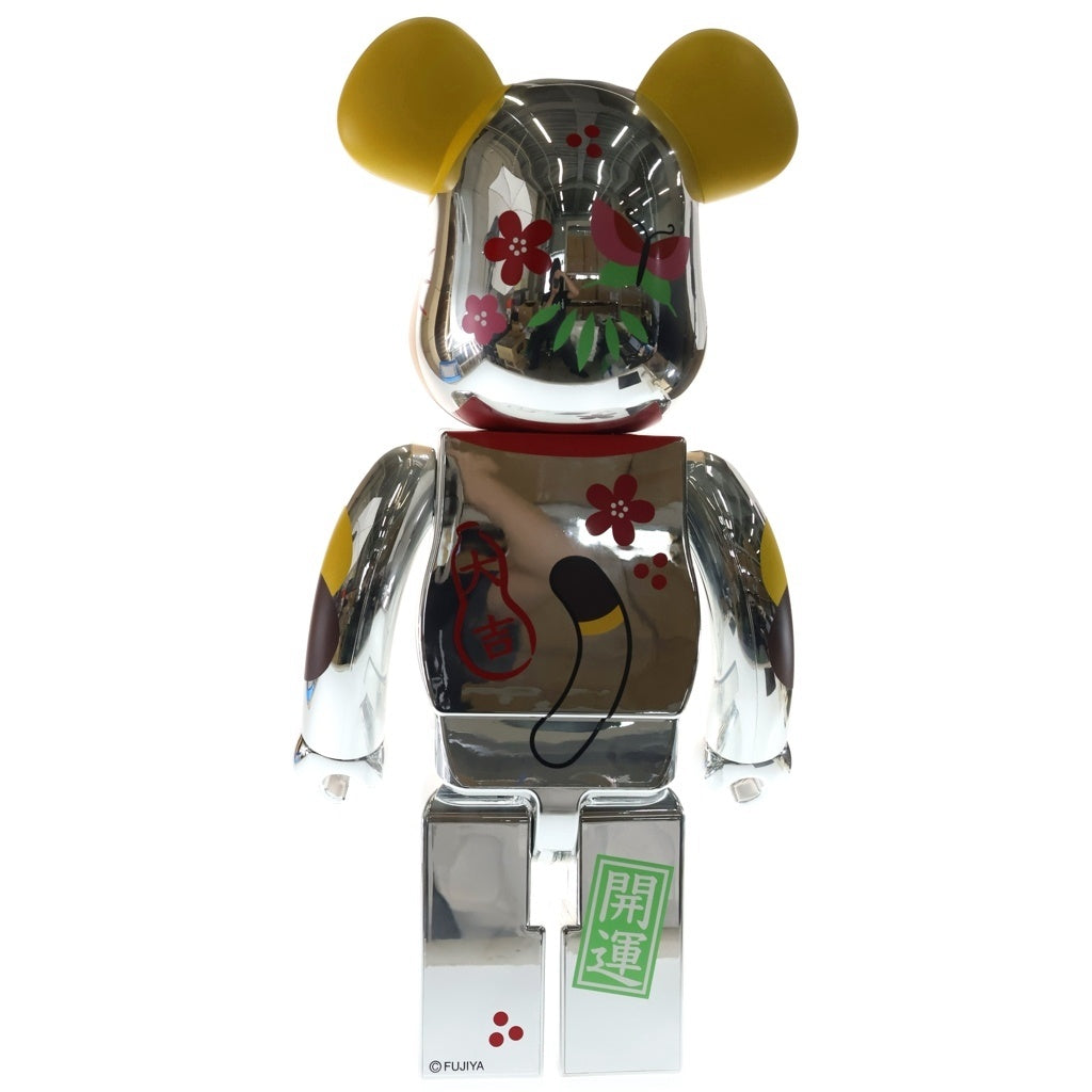 BE@RBRICK(ベアブリック) ×不二家 ペコちゃん 招き猫 福銀メッキ 1000% フィギュア 人形 シルバー 箱