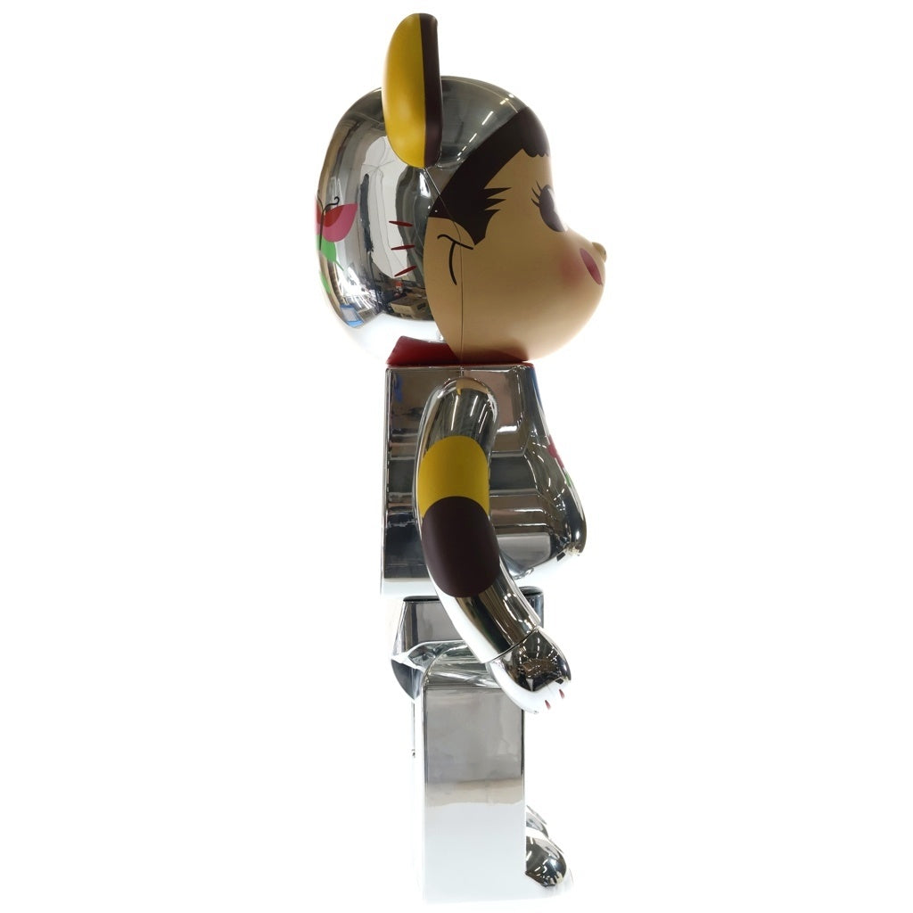 BE@RBRICK(ベアブリック) ×不二家 ペコちゃん 招き猫 福銀メッキ 1000% フィギュア 人形 シルバー 箱