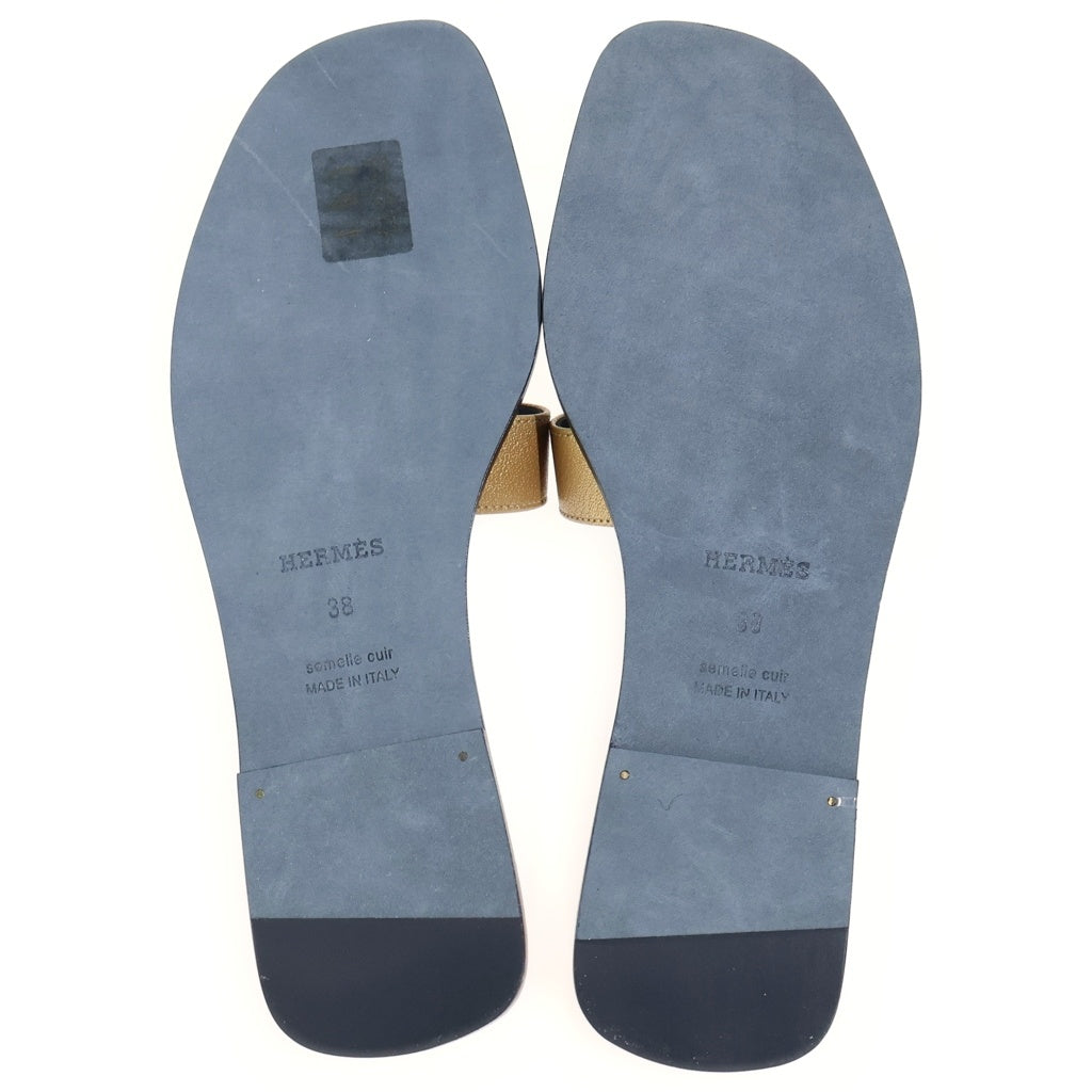 HERMES(エルメス) オラン レザーサンダル ブラック×ゴールド #38 レディース