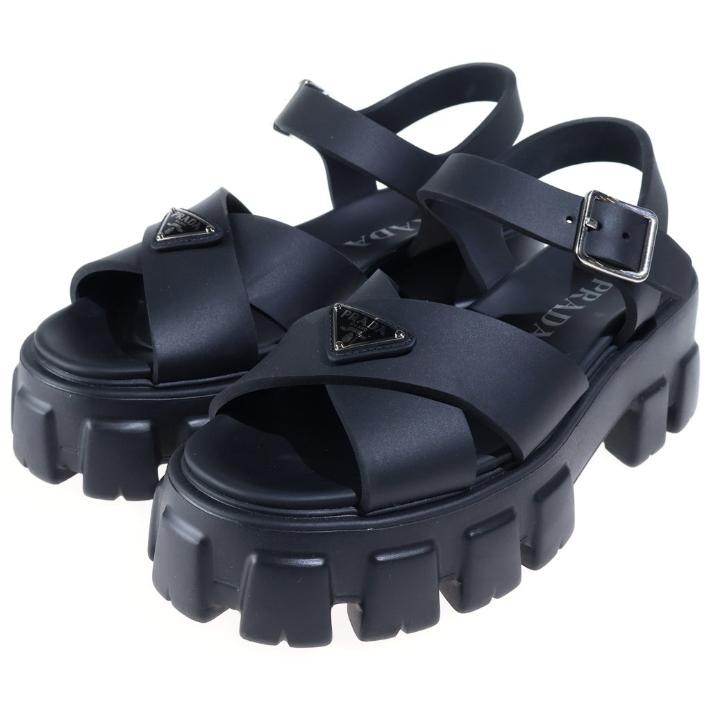 PRADA(プラダ) モノリス トライアングルロゴ ラバーサンダル ブラック #36 1X853M レディース