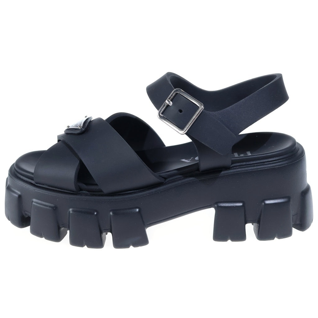 PRADA(プラダ) モノリス トライアングルロゴ ラバーサンダル ブラック #36 1X853M レディース