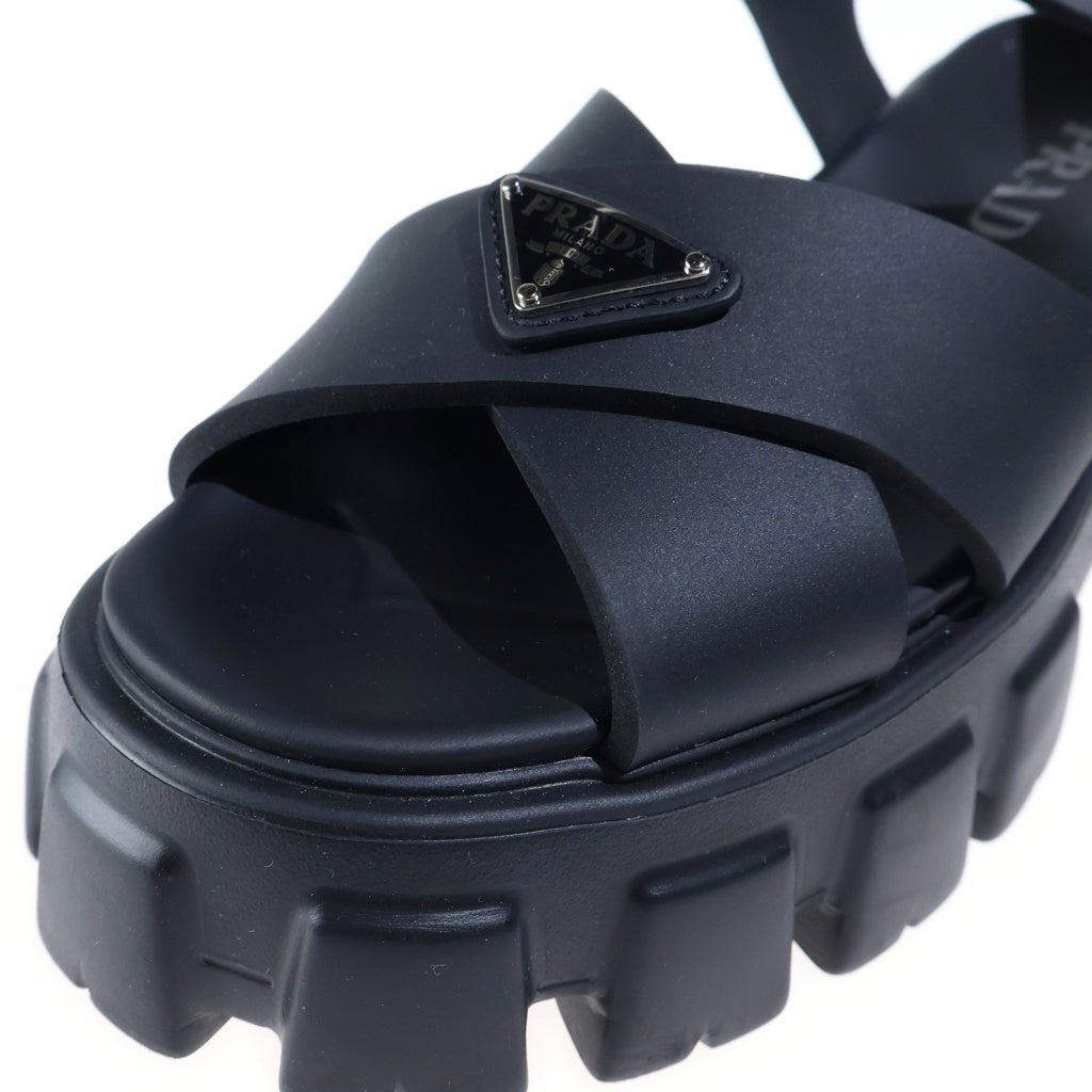 PRADA(プラダ) モノリス トライアングルロゴ ラバーサンダル ブラック #36 1X853M レディース