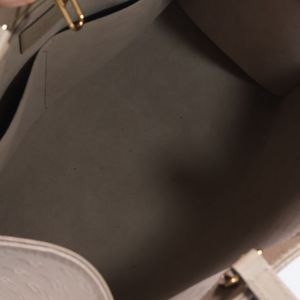 LOUIS VUITTON(ルイヴィトン) モノグラムアンプラント オンザゴーMM トートバッグ ベージュ レザー RFID M45607 レディース