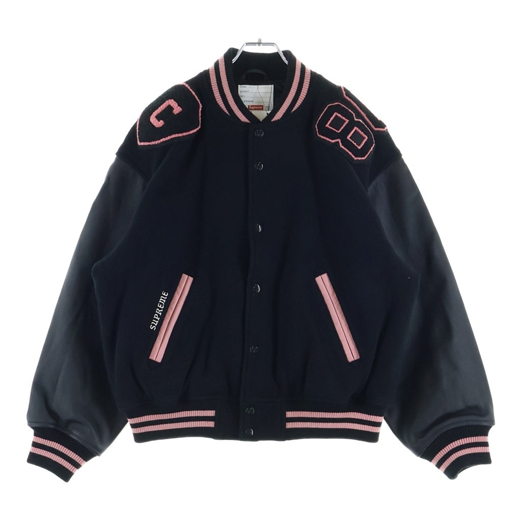 SUPREME(シュプリーム) 26AW Captains Varsity Jacket キャプテンズ バーシティジャケット ブルゾン ブラック/ピンク