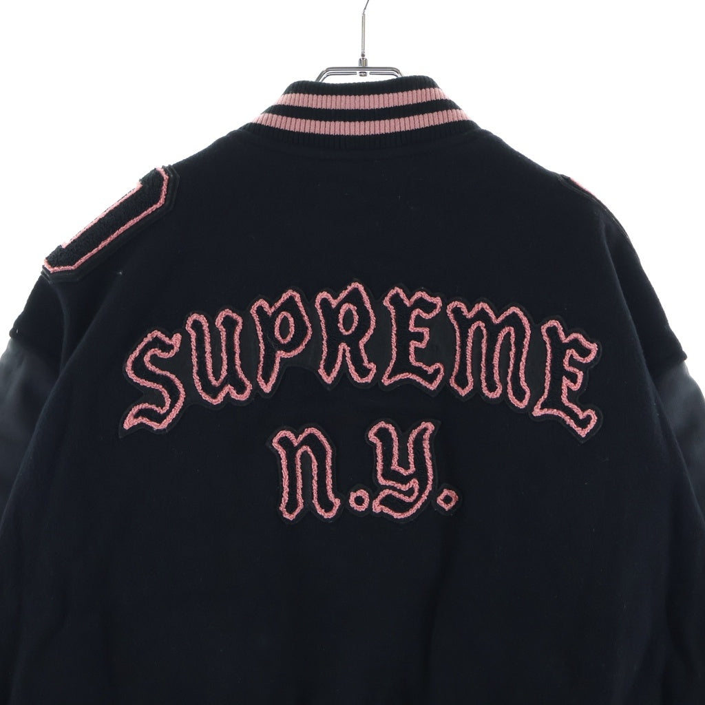 SUPREME(シュプリーム) 26AW Captains Varsity Jacket キャプテンズ バーシティジャケット ブルゾン ブラック/ピンク