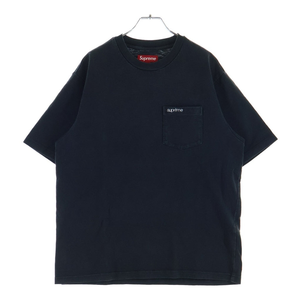 SUPREME(シュプリーム) 25SS S/S Pocket Tee ロゴ刺繍 ポケット付き クルーネック 半袖Tシャツ カットソー ブラック