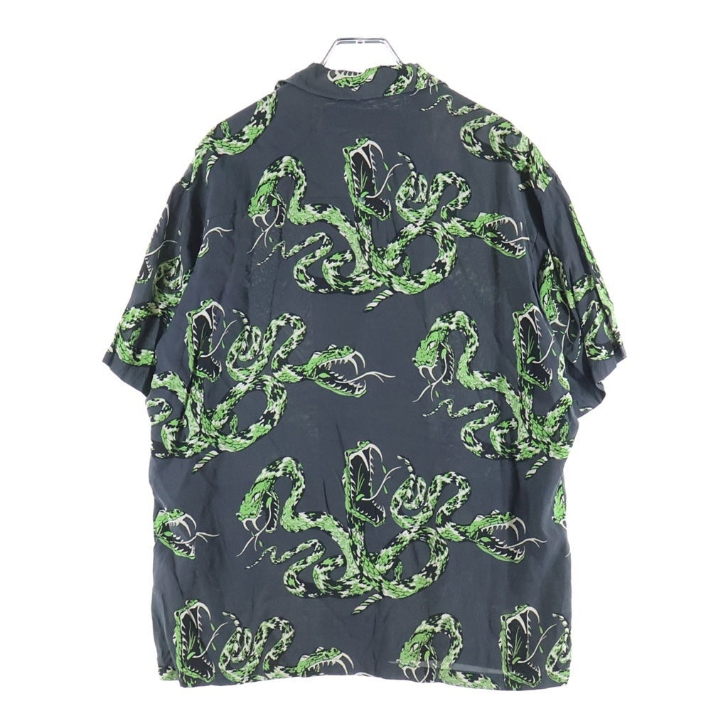 NEIGHBORHOOD(ネイバーフッド) 20SS ALOHA. RATTLESNAKE / R-SHIRT . SS ラトルスネーク柄 レーヨン アロハ半袖シャツ ブラック/グリーン 201TSNH-SHM08