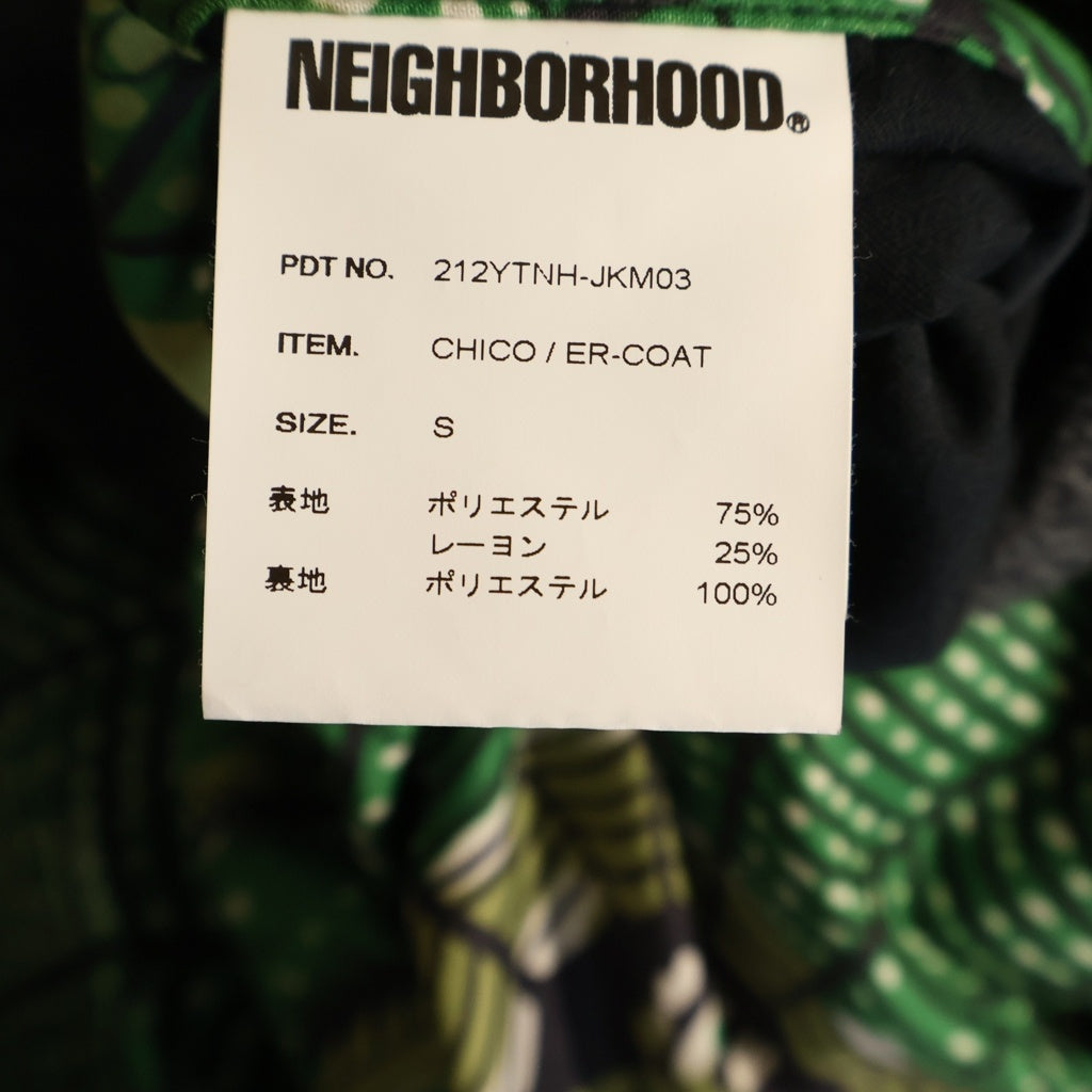 NEIGHBORHOOD(ネイバーフッド) 21AW CHINO ER-COAT フリース ボア フード ロングコート ジャケット ブラック/グリーン 212YTNH-JKM03