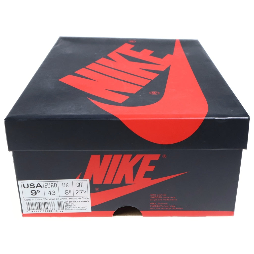 NIKE(ナイキ) AIR JORDAN 1 RETRO HIGH OG BRED BANNED エアジョーダン1 レトロ ブレッド バンド ハイカットスニーカー ブラック/レッド US9.5/27.5cm 555088-001