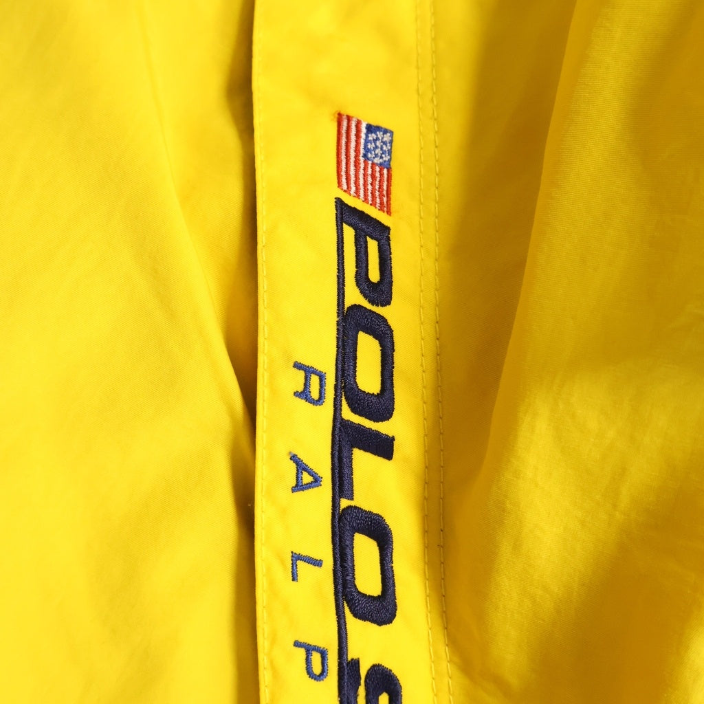POLO SPORT RALPH LAUREN(ポロスポーツラルフローレン) 90S ロゴエンブロイダリー フーデッド ナイロン シェルジャケット イエロー/ネイビー