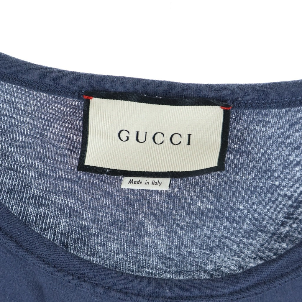 GUCCI(グッチ) KEFIA PRINT T-SHIRT GG 柄 プリント 半袖Tシャツ カットソー ネイビー 363347-X3857