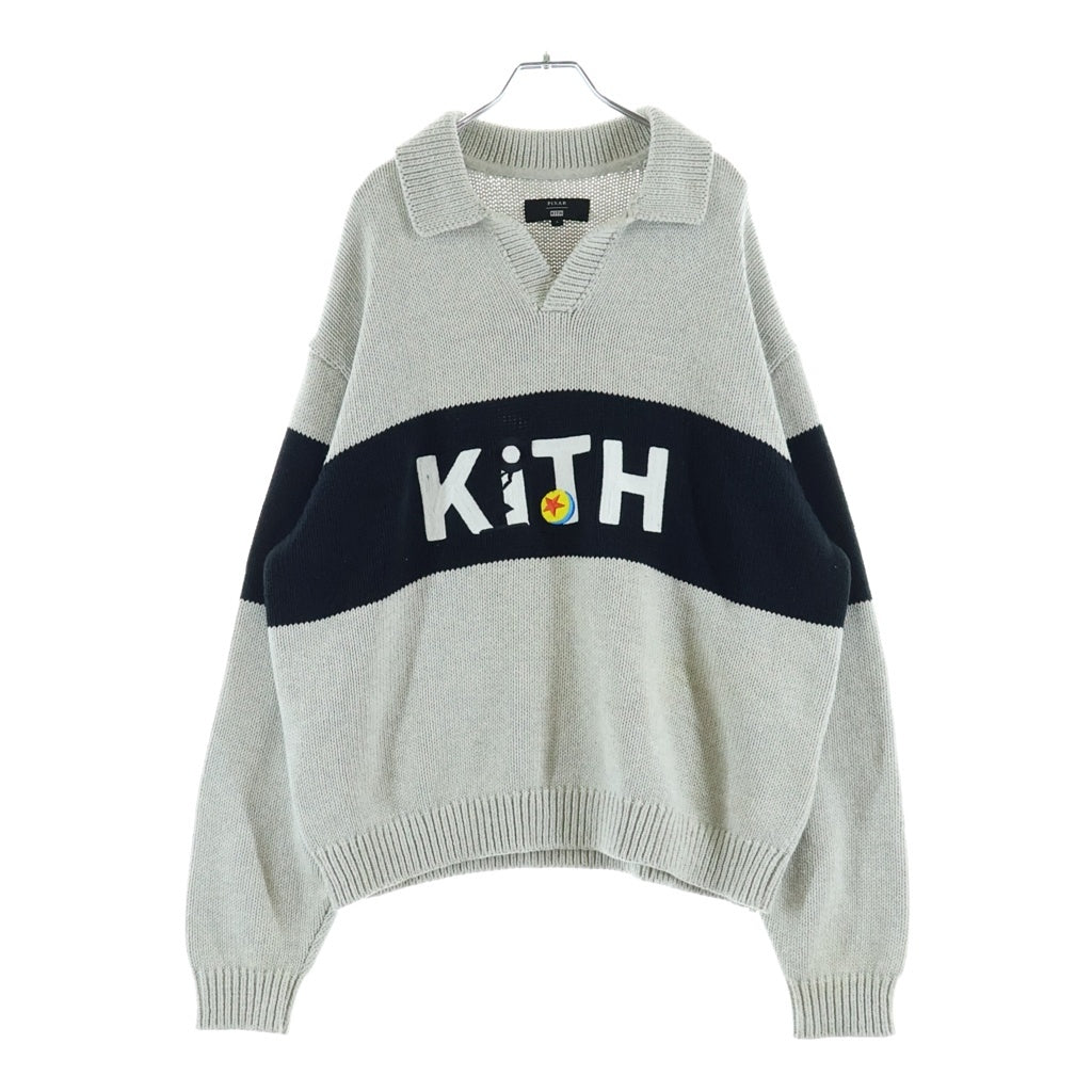 KITH(キス) ×Disney Pixar Nelson Rugby Sweater ディズニー ピクサー ラグビーシャツ ニットセーター ベージュ/ブラック KHM034429