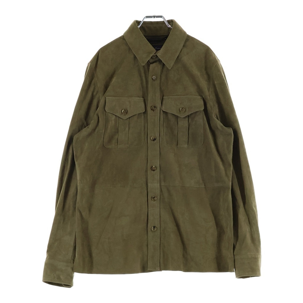 RALPH LAUREN(ラルフローレン) パープルレーベル スエード ジャケット 長袖 シャツ カーキ