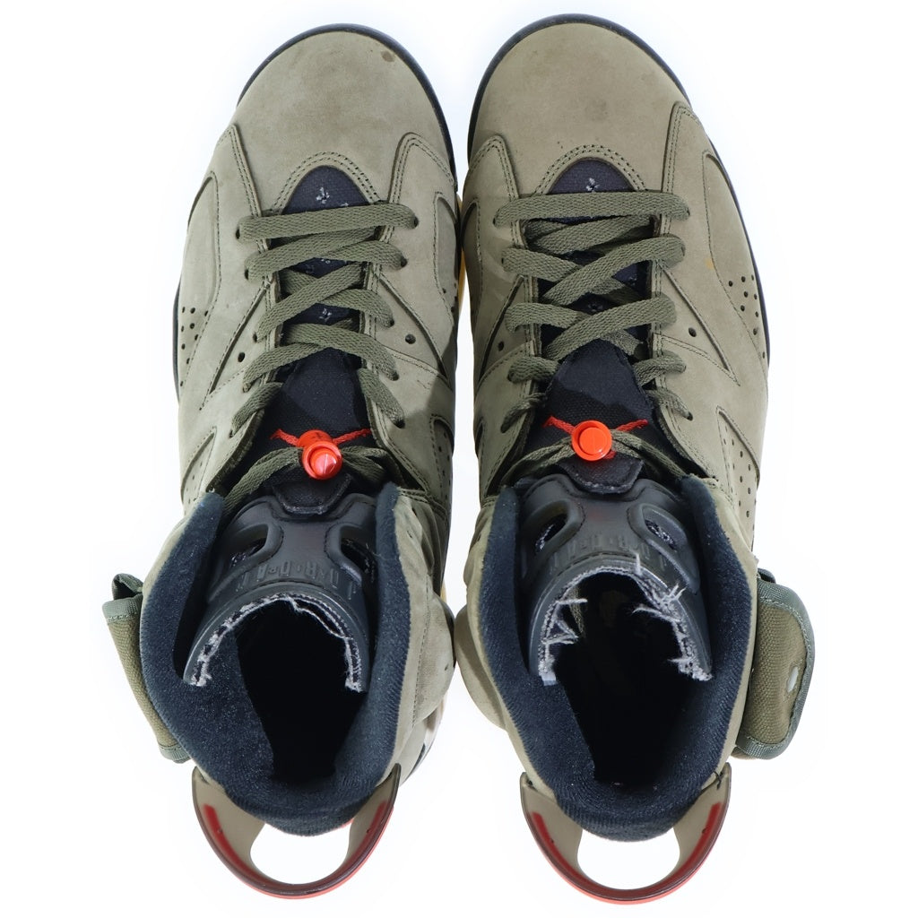 NIKE(ナイキ) ×Travis Scott AIR JORDAN6 RETRO MEDIUM OLIVE トラヴィススコット エアジョーダン6 レトロ ミディアム オリーブ ハイカットスニーカー カーキ US8.5/26.5cm CN1084-200