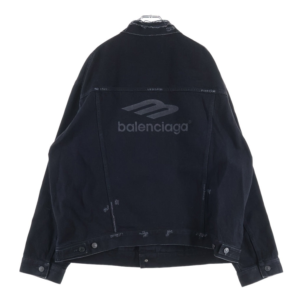 BALENCIAGA(バレンシアガ) 22SS 3B Sports Icon Denim Jacket スポーツ アイコン デニム ジャケット ブラック 704298