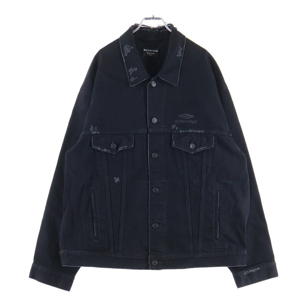 BALENCIAGA(バレンシアガ) 22SS 3B Sports Icon Denim Jacket スポーツ アイコン デニム ジャケット ブラック 704298