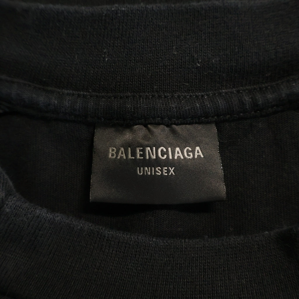 BALENCIAGA(バレンシアガ) 24SS Men's Paris Soccer Long Sleeve T-Shirt Oversized メンズ パリス サッカー ロングスリーブ Tシャツ オーバーサイズ ブラック 778972