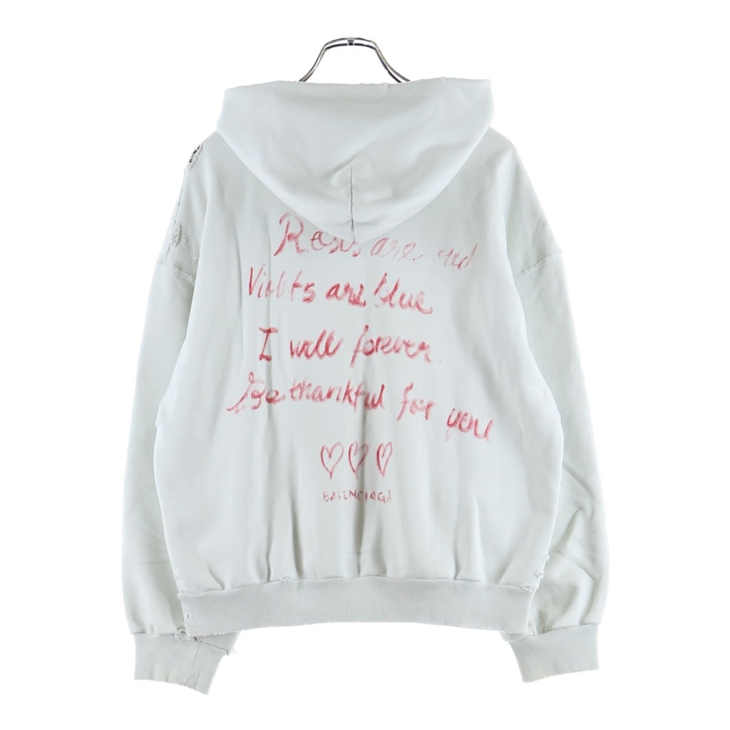 BALENCIAGA(バレンシアガ) 25SS Collection Happy Valentine's Zip Up Parka ハッピーバレンタイン ジップアップパーカー ホワイト 803264
