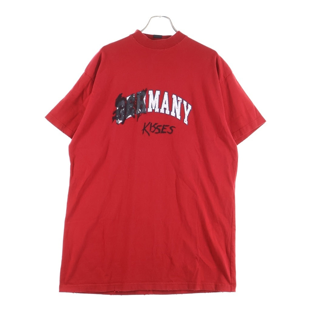 BALENCIAGA(バレンシアガ) 23SS MANY KISSES メニーキス クルーネック 半袖Tシャツ カットソー レッド 739028