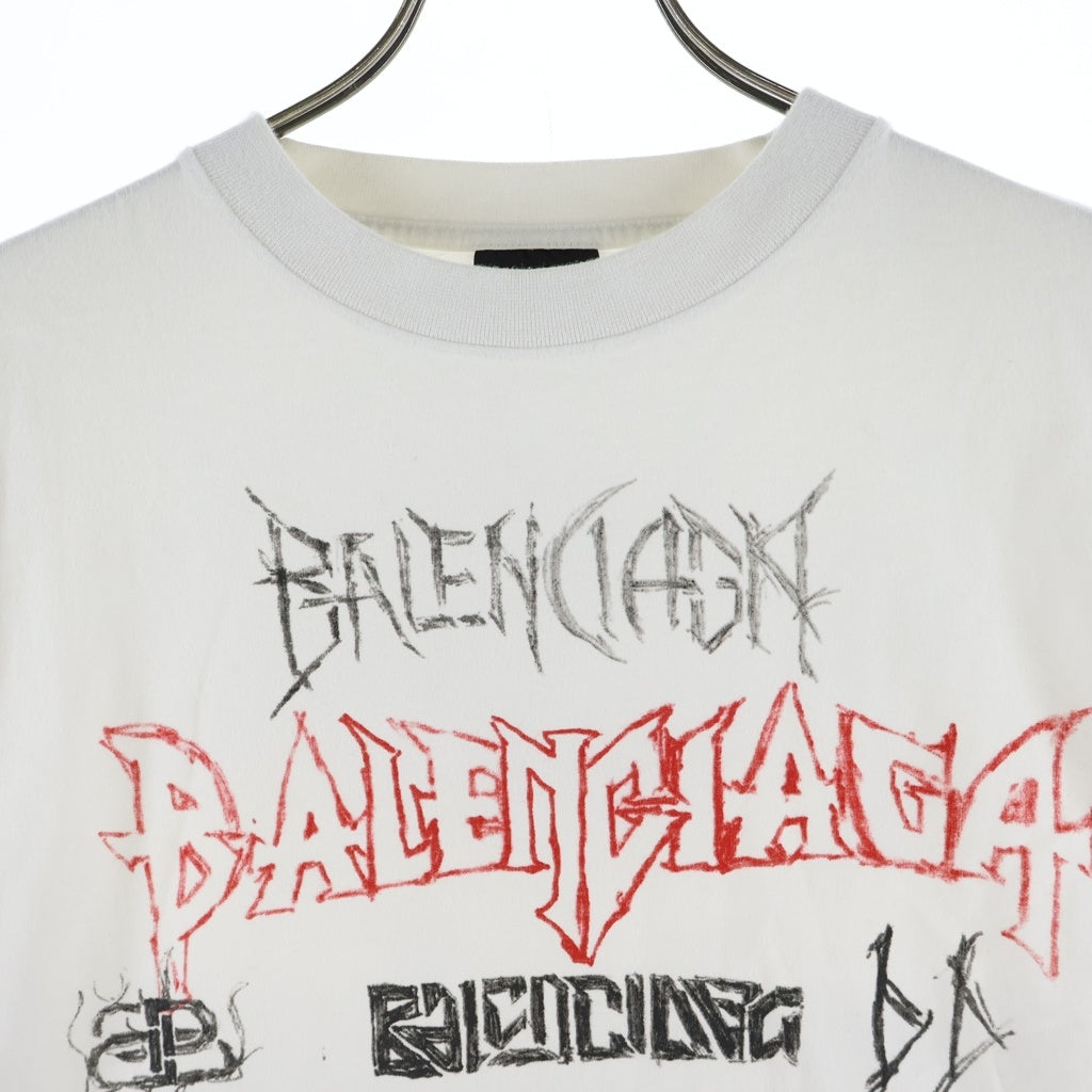 BALENCIAGA(バレンシアガ) 24SS DIY Metal Logo メタル ロゴプリント クルーネック 半袖Tシャツ カットソー ホワイト 641655