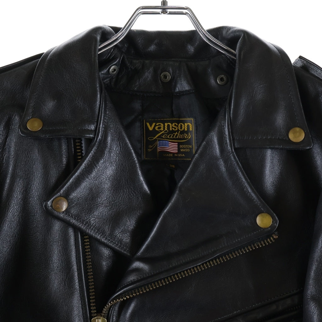 VANSON(バンソン) C2 裏地キルティング レザー ダブルライダースジャケット ブラック 38