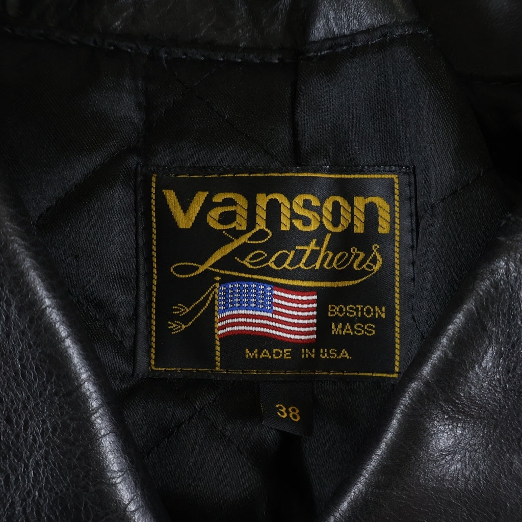 VANSON(バンソン) C2 裏地キルティング レザー ダブルライダースジャケット ブラック 38